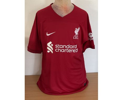 Football Jurgen Klopp signed Liverpool home shirt size XL. Good condition Est.