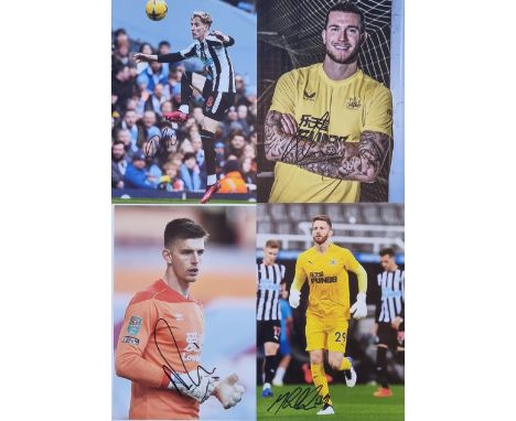 Football Newcastle United collection 4 signed 12x8 inch colour photos include Anthony Gordon, Loris Karius, Mark Gillespie an