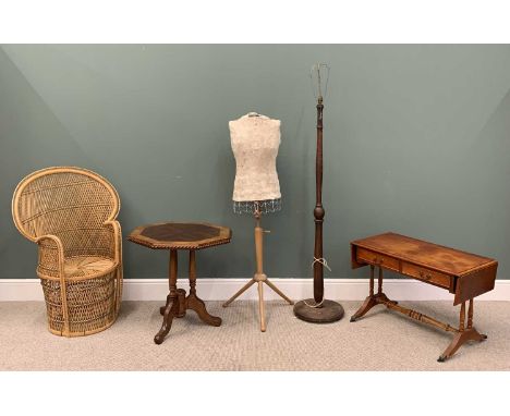 FURNITURE ASSORTMENT - to include a dressmaker's mannequin, 145cms H, reproduction mahogany and walnut hexagonal topped tea t