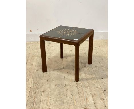 G-Plan, A mid century teak tile top lamp table, H44cm, 44cm x 44cm