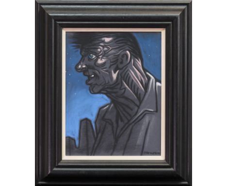 * PETER HOWSON OBE,
GALLOWGATE GUEST
pastel on paper, signed
31cm x 25cm
Framed and under glass
Label verso: The Open Eye Gal