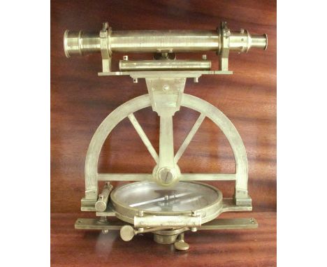 A 19th century lacquered brass theodolite, the silvered dial inscribed Henderson Dial Made by J.T. Letcher Truro Cornwall, in