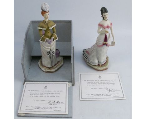 A pair of Royal Worcester limited edition figures, Melanie and Rosalind, from the Victorian Figures series, modelled by Van R