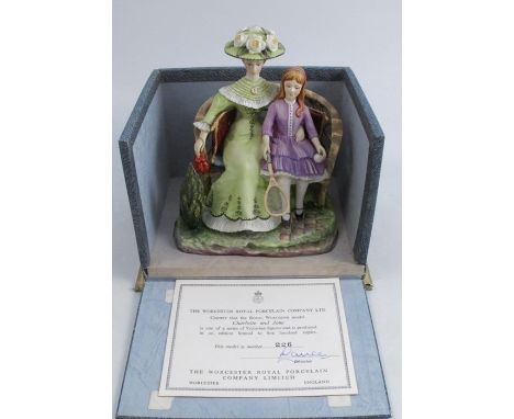 A Royal Worcester limited edition figure group, Charlotte and Jane, from the Victorian Figures series, modelled by Van Ruycke