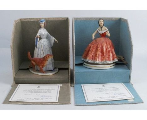 A pair of Royal Worcester limited edition figures, Felicity and Elaine, from the Victorian Figures series, modelled by Van Ru