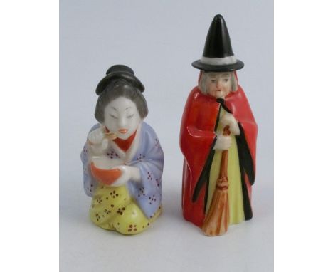 Two Royal Worcester candle snuffers, Japanese Girl and Witch, height 4ins and downCondition Report:  both ok