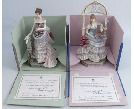 A pair of Royal Worcester limited edition figures, Rebecca and Louisa, from the Victorian Figures series, modelled by Van Ruy