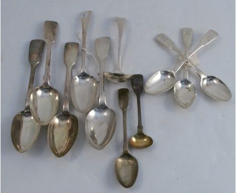 A collection of various hallmarked silver spoons, to include dessert, condiment and sauce ladle, weight 10oz