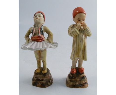 Two Royal Worcester figures, Greece and Egypt, from the Children of the World series, modelled by F G DoughtyCondition Report