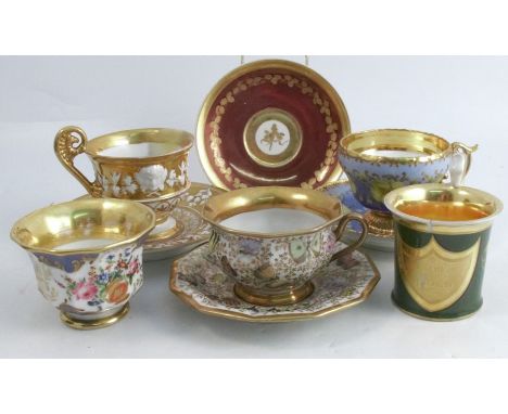 A group of continental porcelain to include three cups and saucers, two cups and a saucer, one saucer marked&nbsp;Lippert &am