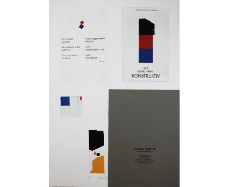Bernd Hahn (deutsch, 1954 - 2011), Mappe: Konstruktiv, Radierung/Siebdruck, Edition B53, Auflage 30, Druck: A. Acker, B. H., 