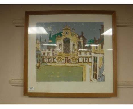 Julian Trevelyan : Peterhouse College, artist proof, lithograph in colours, signed and numbered in pencil 44/70, 55 cm x 50 c