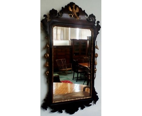 Georgian mahogany and gilt framed wall mirror, some light restoration required,  96cm x 54cm 