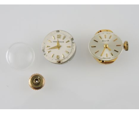 A Jaeger LeCoultre ladies' wristwatch movement, the dial with batons and numerals, together with another ladies' wristwatch m