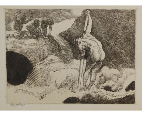 Jettmar, Rudolf: (1869 Zawodzie/Polen - Wien 1939). Herkules reinigt die Ställe des Augias. Aus der Folge "Zehn Taten des Her