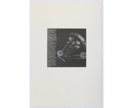 Luther, Adolf: (1912 Uerdingen - Krefeld 1990). Mondprojekt. Lithographie mit collagiertem Spiegelglas auf Velin Johannot. Ca