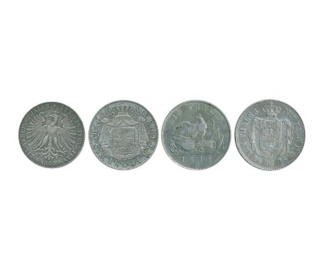 Taler- Thalersammlung.: Dabei 1 Thaler Braunschweig 1848 Herzog Wilhelm, Freie Stadt Frankfurt ein Vereinstaler 1860, Ein Ver