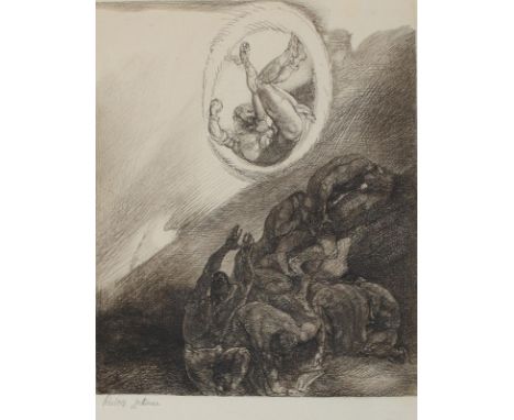 Jettmar, Rudolf: (1869 Zawodzie/Polen - Wien 1939). Ixion. Radierung, 1926. 23 x 19,2 cm, Blgr. ca. 48,5 x 33,5 cm. Unt. li. 