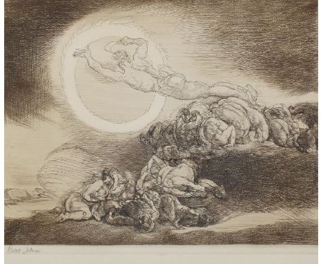 Jettmar, Rudolf: (1869 Zawodzie/Polen - Wien 1939). Die rasende Zeit. Radierung, 1926. 22,5 x 28,1 cm, Blgr. ca. 33,5 x 48,5 