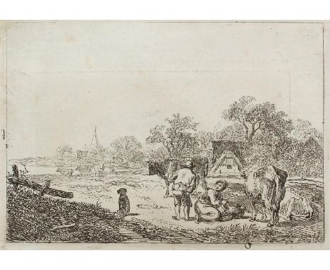Klengel, Johann Christian: (1751 Kesseldorf - Dresden 1824). Ortsrand. Radierung. Plgr. ca 11,5 x 16,4 cm, mit schmalen Rändc