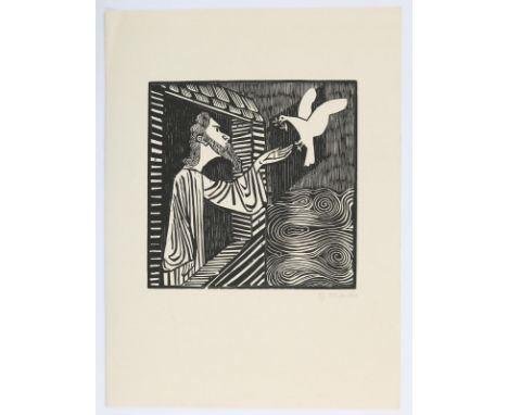 Marcks, Gerhard: (1889 Berlin - Burgbrohl 1981). Noah. Holzschnitt auf Velin. 20 x 20 cm, Blgr. 38,5 x 28,5 cm. Unt. re. sign
