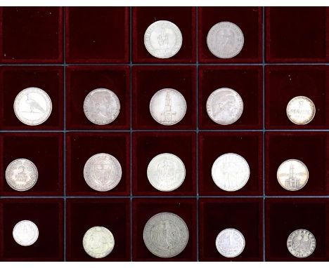 5 Reichsmark 1929,: Eichenbaum, 3 Reichsmark 1930 G Rheinlandräumung, 3 Mark 1923 A Schiller, 2 Reichsmark 1933 A Luther, 3 R