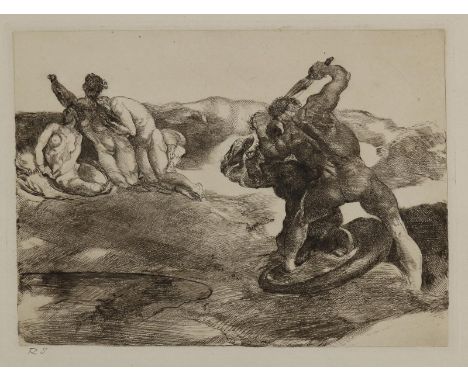 Jettmar, Rudolf: (1869 Zawodzie/Polen - Wien 1939). Herkules tötet die lernäische Hydra. Aus der Folge "Zehn Taten des Herkul