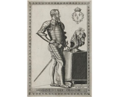 Huys, Franz: (arbeitete 1555-1562 in Antwerpen), nach. Portrait Heinrich II. von Frankreich. Radierung v. Hans Liefrinck. Aus