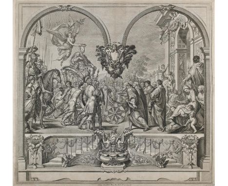 Kilian, Philipp Andreas: (1714 Augsburg 1759). Triumphaler Einzug von Cosimo I. de' Medici in Siena. Radierung. 61 x 64,5 cm.