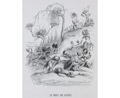 Grandville,J.J.(d.i. J.J.J.Gerard),: Un autre monde. Paris, H. Fournier, 1844. 4°. Mit gestoch. Frontisp., 36 kolor. Holzstic