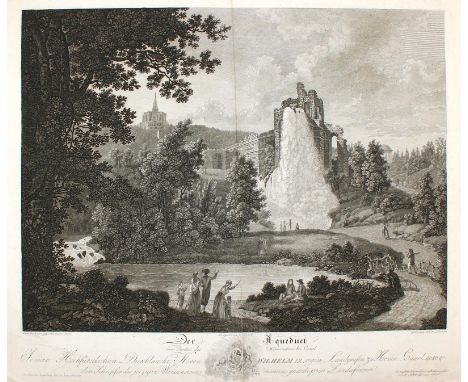 Wilhelmshöhe.: "Der Aqueduct. Eine Parthie des Weissensteins bei Cassel...". Kupferst. v. F. Schroeder nach Nahl u. G. Schlei