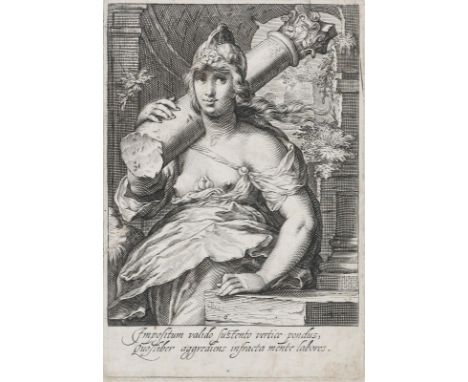 Matham, Jacob: (1571 - Haarlem - 1631). Allegorie der Stärke. Kupferstich n.H.Goltzius, um 1597. 15,5 x 10,5 cm. Punktuell au
