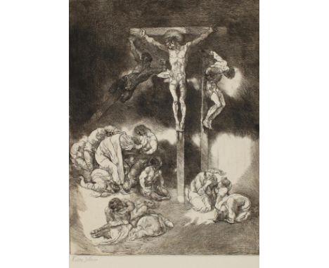 Jettmar, Rudolf: (1869 Zawodzie/Polen - Wien 1939). Sturm auf Golgotha. Radierung, 1936/1937. 31,8 x 24 cm, Blgr. ca. 43 x 33