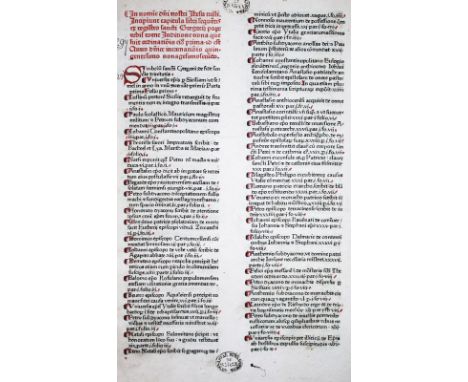 Gregorius I: Epistolae. (Augsburg, Günther Zainer, nicht nach 1476). Fol. (40:29 cm). Rom. Typen, 2 Kolumnen. Rubriziert, mit
