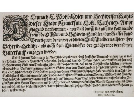 Frankfurt am Main.: Demnach Einem Hoch-Edlen und Hochweisen Rath dieser des Heil. Reichs Statt Franckfurt am Mäyn, Klagbar vo