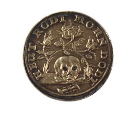 Basel Medaille 1680 G.Le Clerc: d. Ältere. Medaille auf die Vergänglichkeit und Pest. VS: Totenkopf mit Sanduhr unter Blumenz