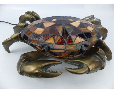 Stained glass ornamental crab light