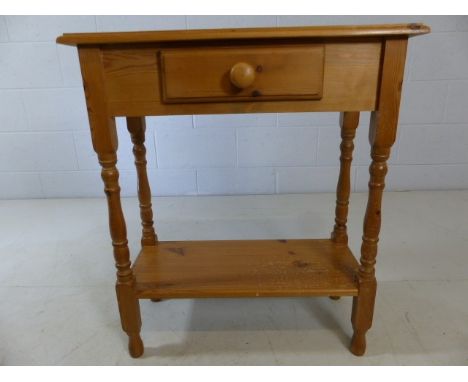 Small pine Hall table with shelf under and a single drawer