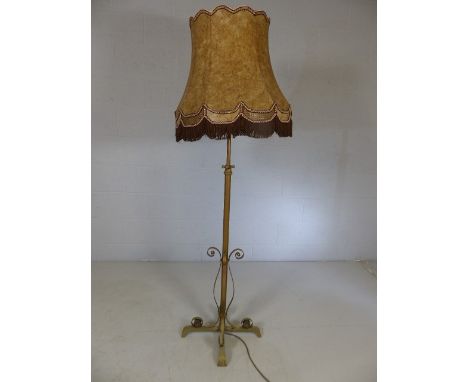 Brass and copper ornate Art Nouveau lamp stand
