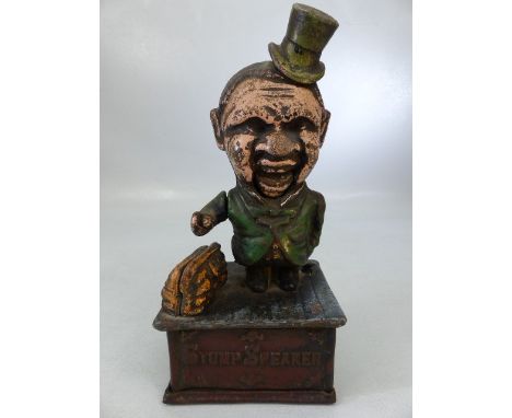 Cast iron money bank, 'Stump Speaker'
