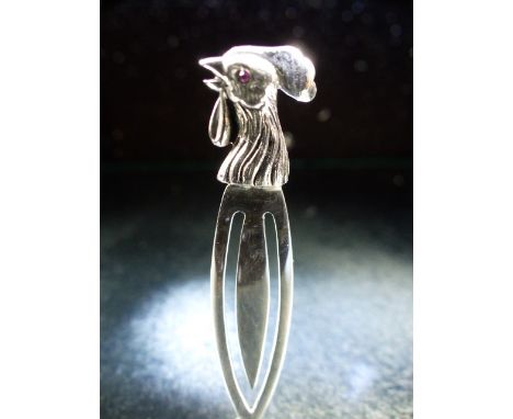 Silver bookmark with rooster finial