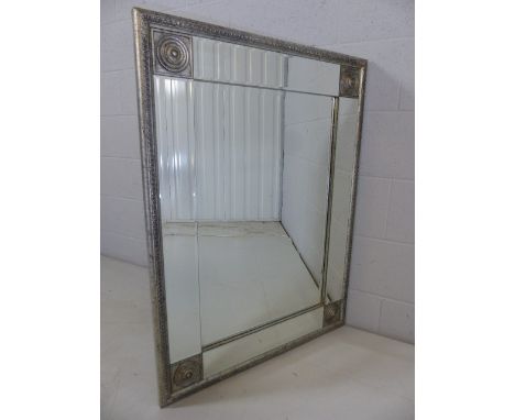 Contemporary mirror with silver coloured surround approx. 100cm x 75cm