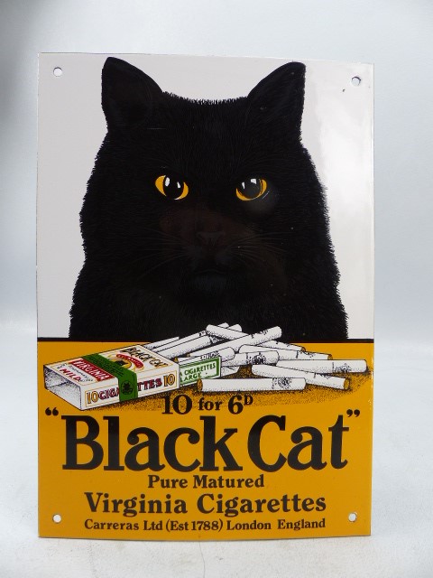 A Black Cat enamel sign, 10 for 6d, Pure Matured Virginia Cigarettes ...