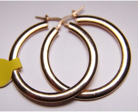 LARGE HOOP EARRINGS. Sterling silver rose gold plated large hoop earrings, RRP £70
