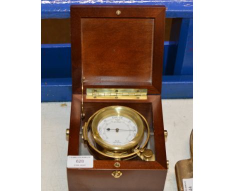 MAHOGANY CASED BRASS SHIPS BAROMETER     