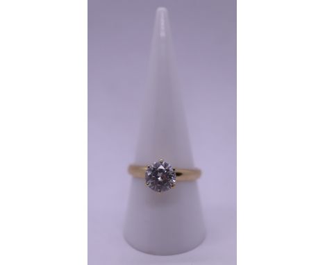 14ct gold stone set ring - Size R 
