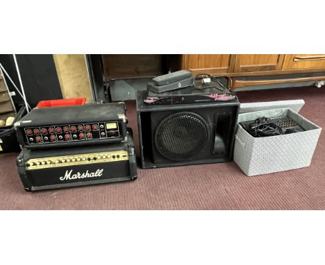 Good collection of audio equipment to include Marshall amplifier, speaker etc.