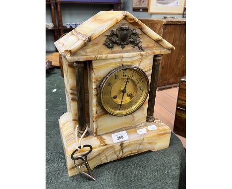 Victorian marble mantel clock with its keys 
