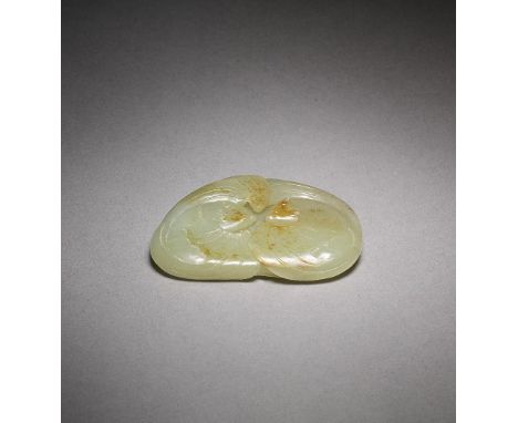 A PALE-GREEN JADE 'FIVE BATS' SCROLL-WEIGHT18th century The flattened irregular oval disc crisply carved as five auspicious b