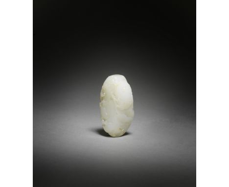 A WHITE JADE 'POMEGRANATES' SNUFF BOTTLE19th centuryNaturalistically carved in an elongated form with several pomegranates, t